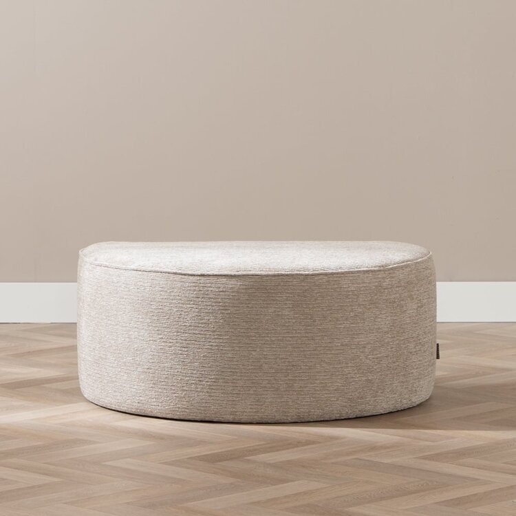 Hocker Mio halve maan ribstof taupe