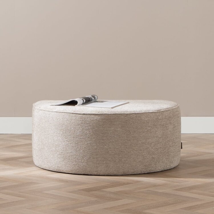 Hocker Mio halve maan ribstof taupe