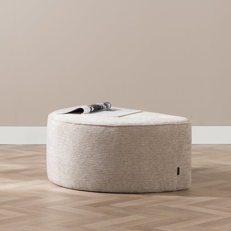 Hocker Mio halve maan ribstof taupe