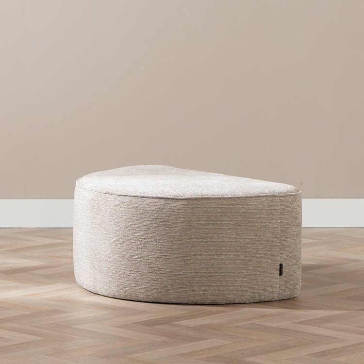 Hocker Mio halve maan ribstof taupe