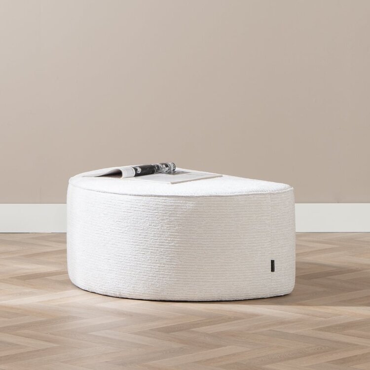 Hocker Mio halve maan ribstof off white