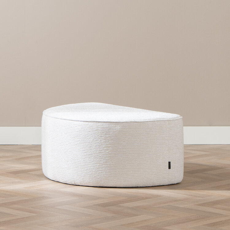 Hocker Mio halve maan ribstof off white