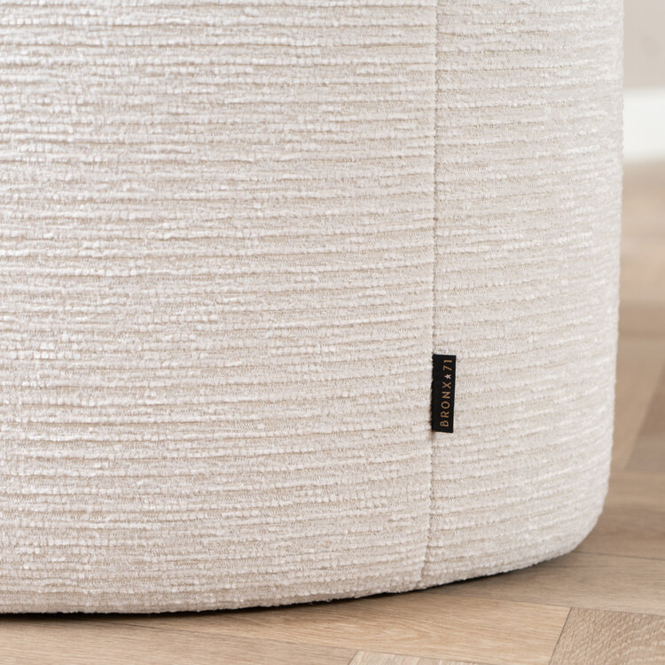 Hocker Mio halve maan ribstof off white