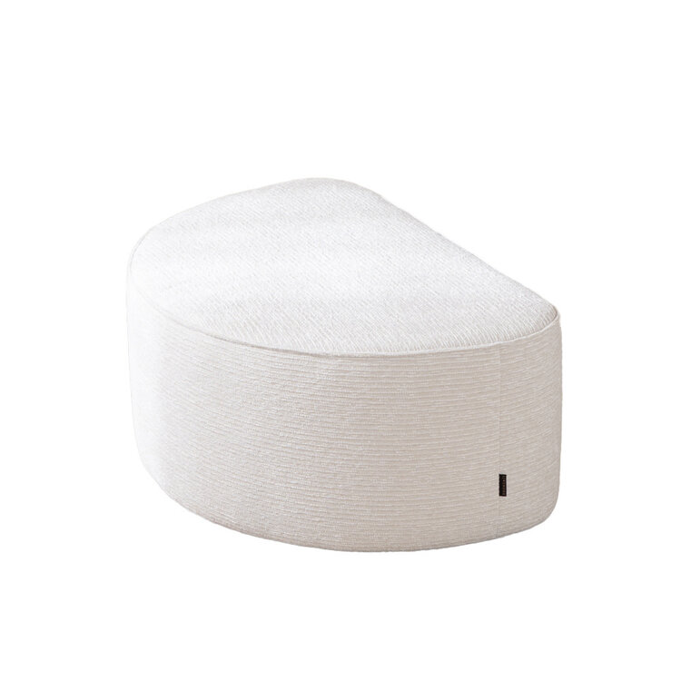 Hocker Mio halve maan ribstof off white