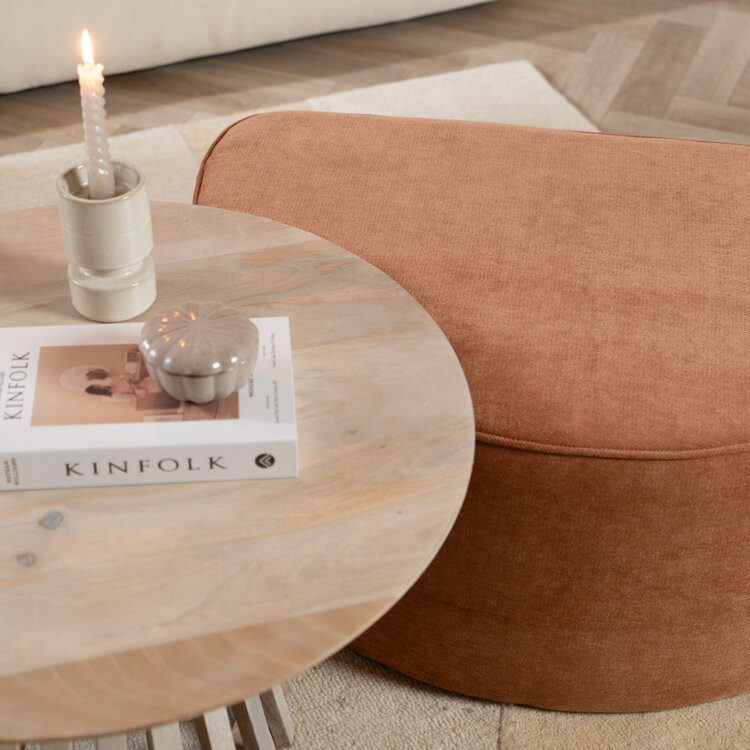 Hocker Neso halve maan stof gemêleerd terracotta
