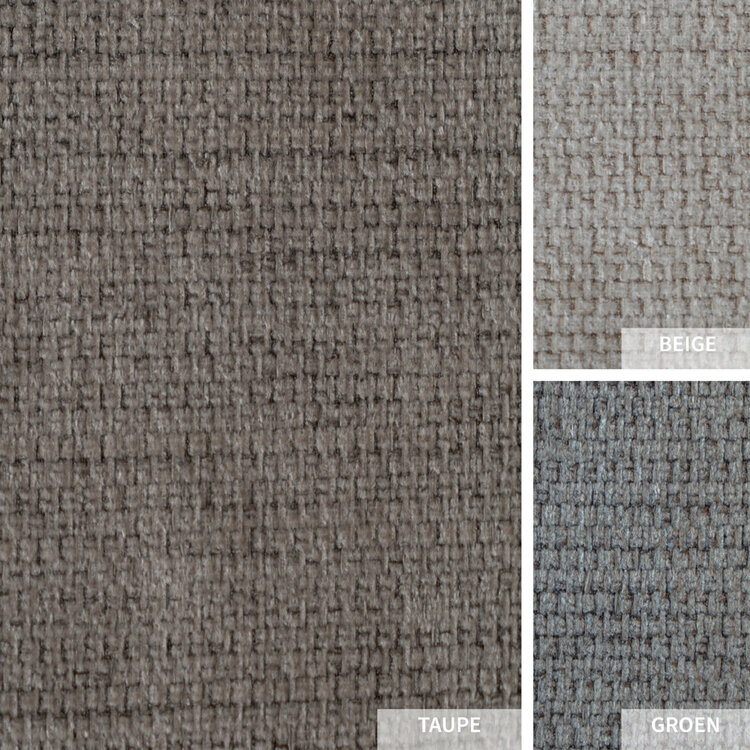 Scandinavische fauteuil en hocker Espen taupe gerecyclede stof