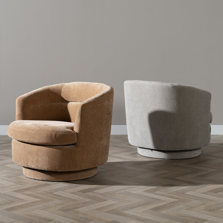Scandinavische fauteuil Valerie draaibaar chenille terracotta