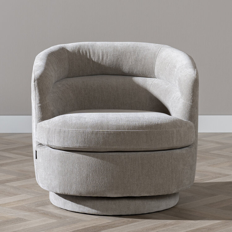 Scandinavische fauteuil Valerie draaibaar chenille taupe