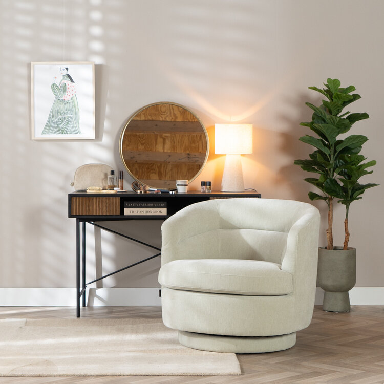 Scandinavische fauteuil Valerie draaibaar chenille mintgroen