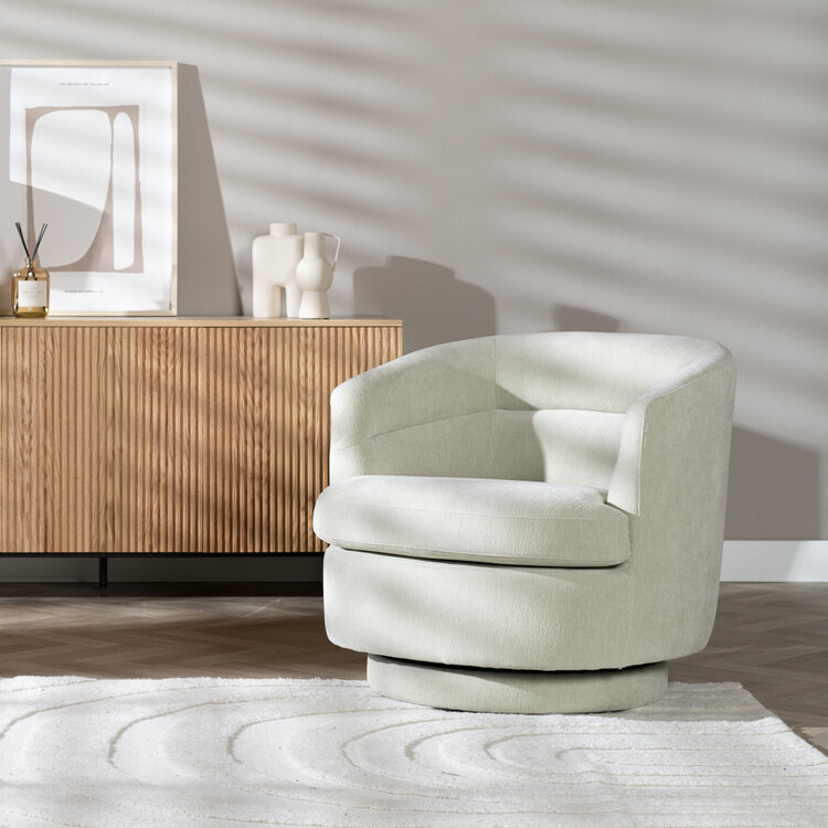 Scandinavische fauteuil Valerie draaibaar chenille mintgroen