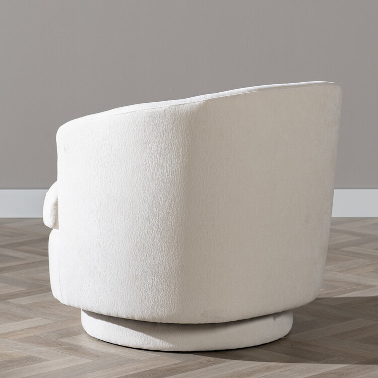Scandinavische fauteuil Valerie draaibaar chenille off white