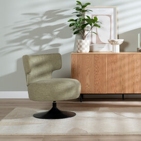 Fauteuil Metro draaibaar linnen olijfgroen