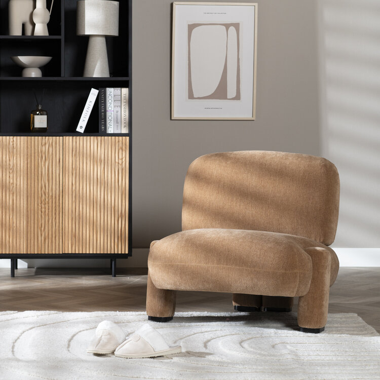 Scandinavische fauteuil Louise chenille terracotta