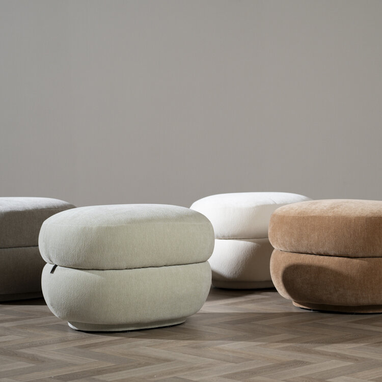 Hocker Mia ovaal chenille mint groen