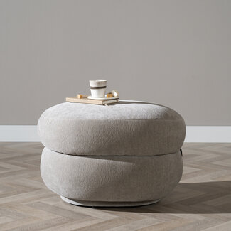 Hocker Mia ovaal chenille taupe