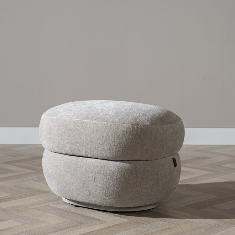 Hocker Mia ovaal chenille taupe