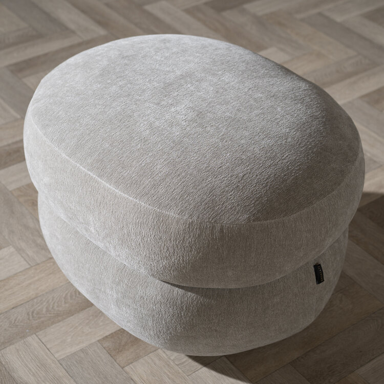 Hocker Mia ovaal chenille taupe