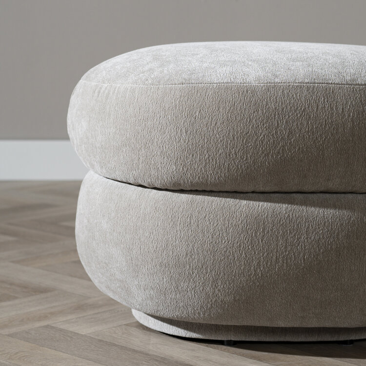 Hocker Mia ovaal chenille taupe