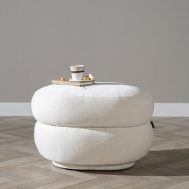 Hocker Mia ovaal chenille off white