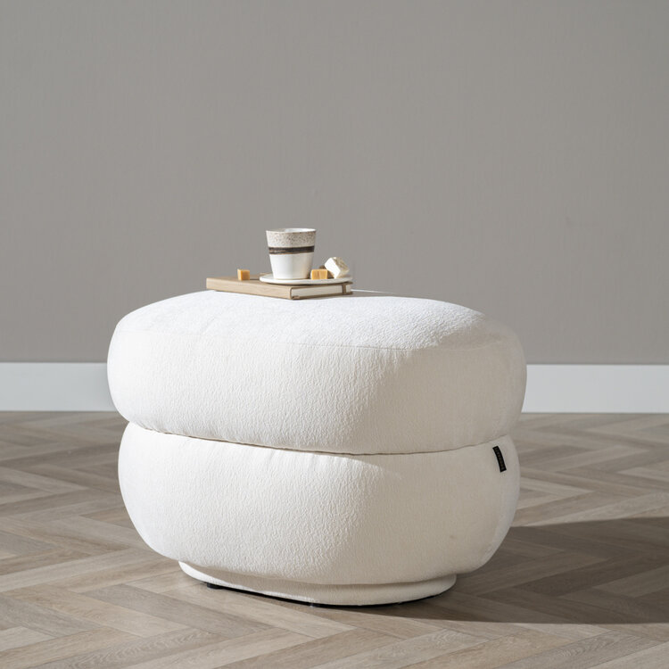 Hocker Mia ovaal chenille off white