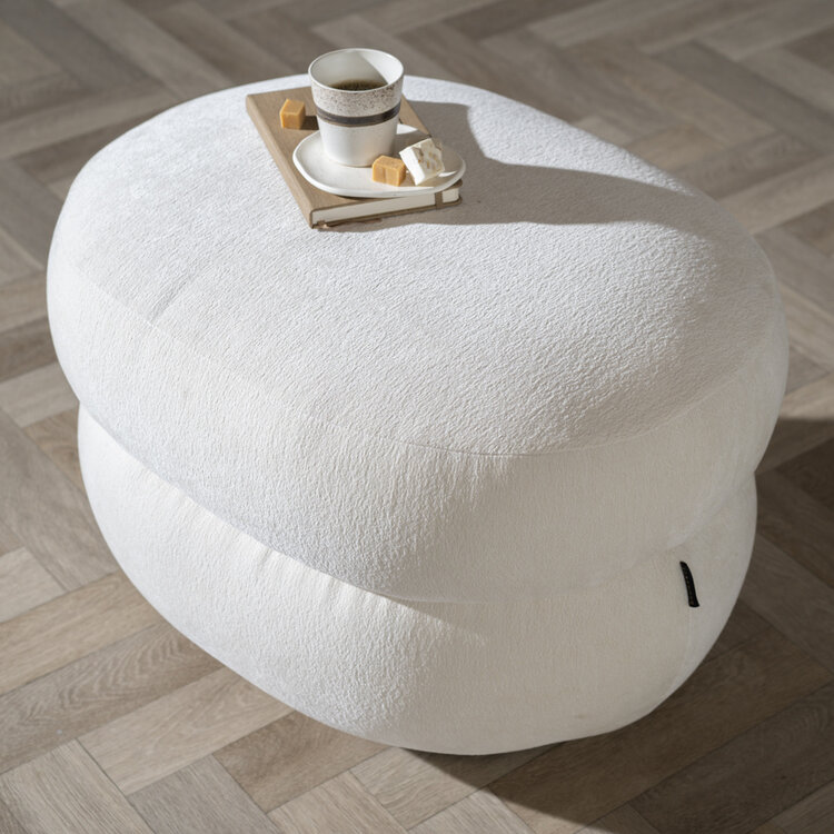 Hocker Mia ovaal chenille off white
