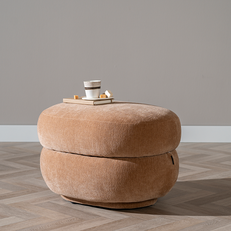 Hocker Mia ovaal chenille terracotta