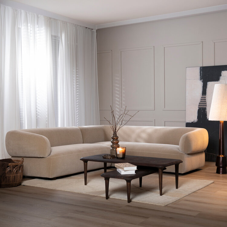 Hoekbank Palermo velvet taupe links