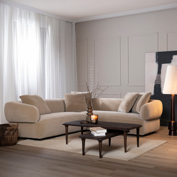 Hoekbank Palermo velvet taupe links