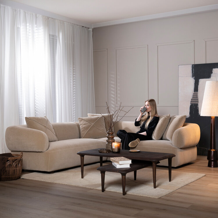 Hoekbank Palermo velvet taupe links