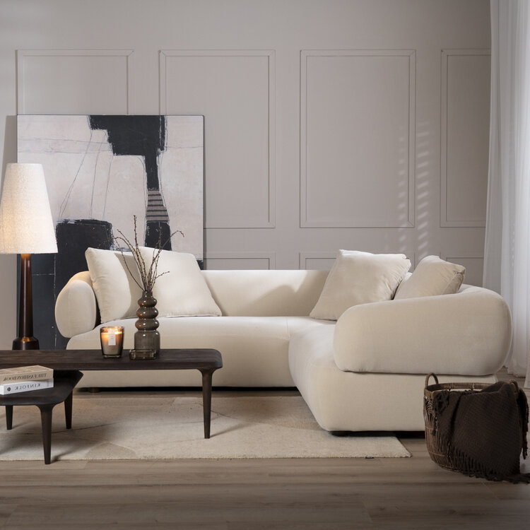Hoekbank Palermo velvet beige rechts