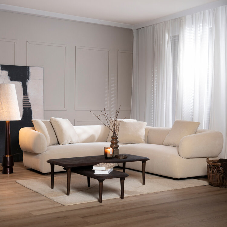 Hoekbank Palermo velvet beige rechts