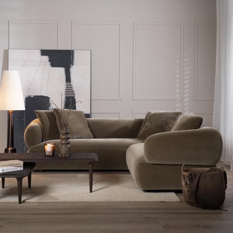 Hoekbank Palermo velvet bruin rechts