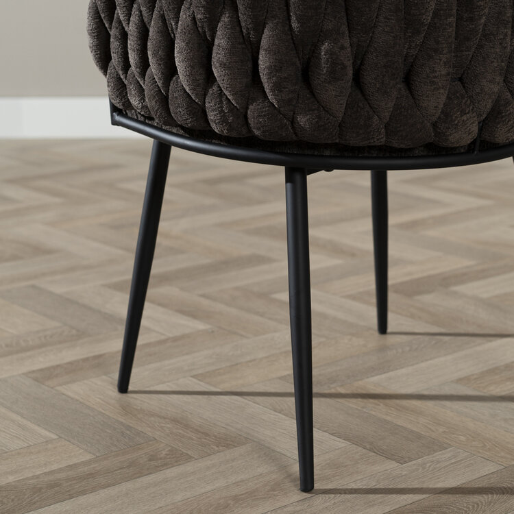 Eetkamerstoel River chenille bruin