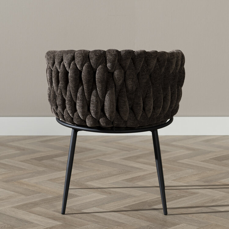 Eetkamerstoel River chenille bruin