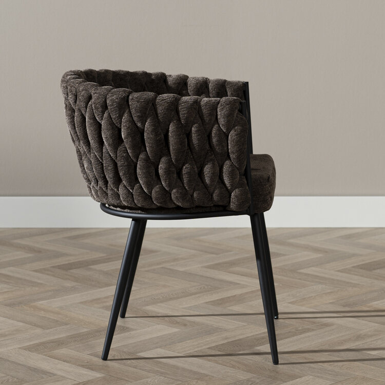 Eetkamerstoel River chenille bruin