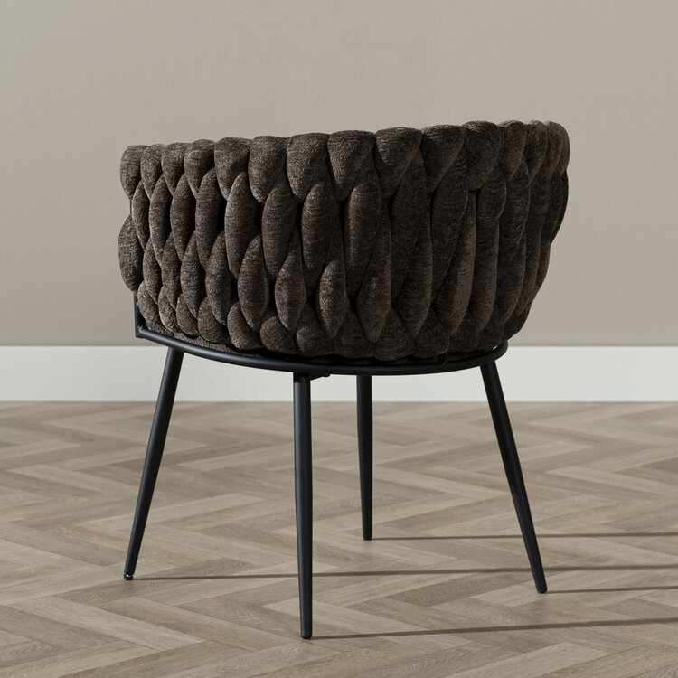 Eetkamerstoel River chenille bruin