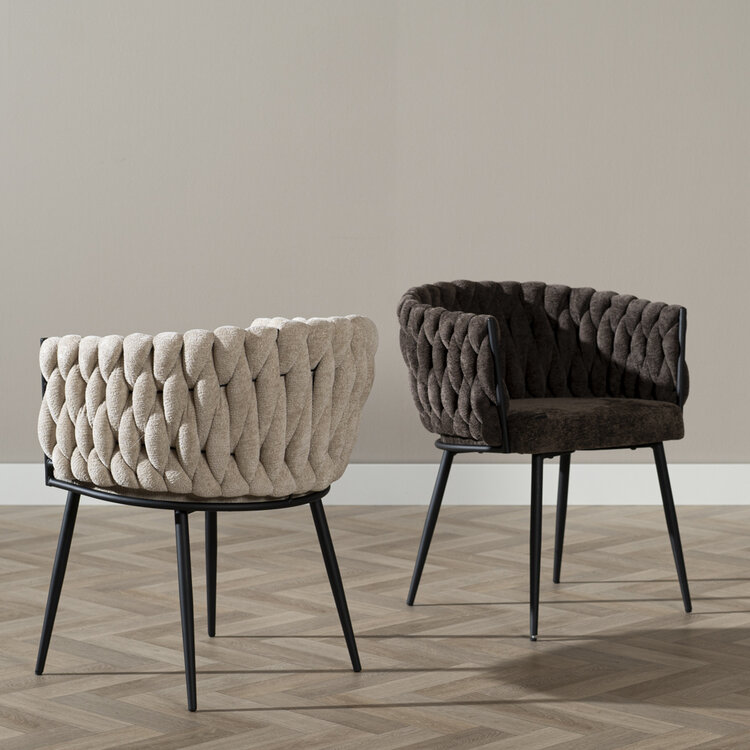 Eetkamerstoel River chenille bruin