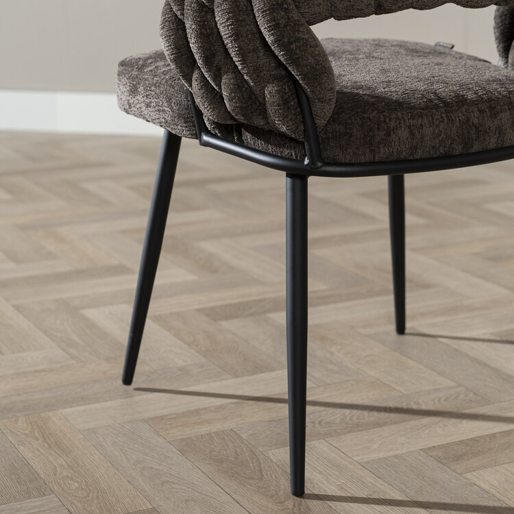 Eetkamerstoel Braid chenille bruin