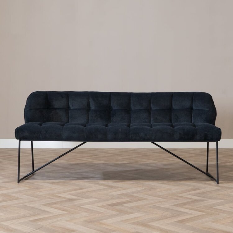 Scandinavische eetkamerbank Jelle zwart 185 cm