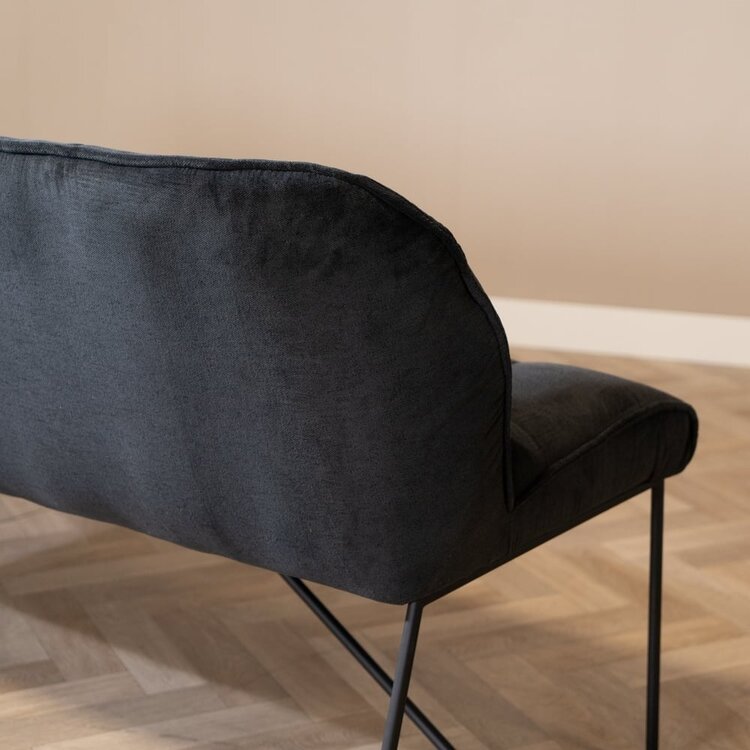 Scandinavische eetkamerbank Jelle zwart 185 cm