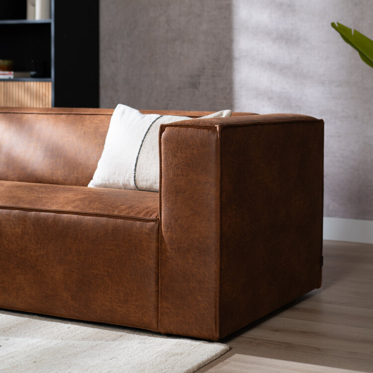 Industriële bank 3-zits Memphis eco-leer cognac