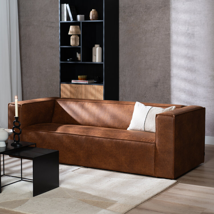Industriële bank 3-zits Memphis eco-leer cognac