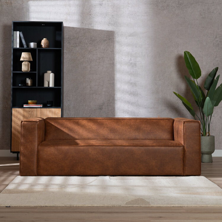 Industriële bank 3-zits Memphis eco-leer cognac
