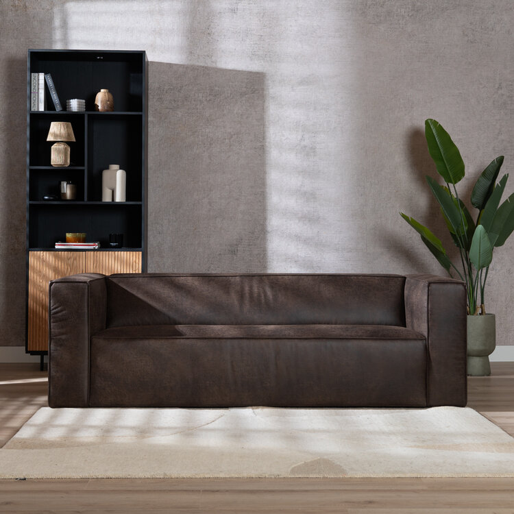 Industriële bank 3-zits Memphis eco-leer bruin