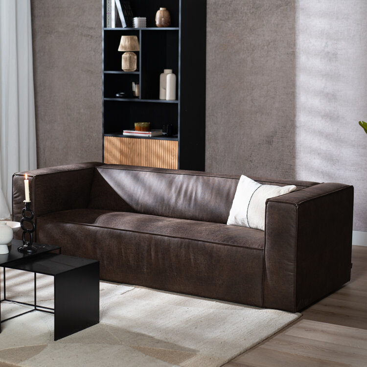 Industriële bank 3-zits Memphis eco-leer bruin