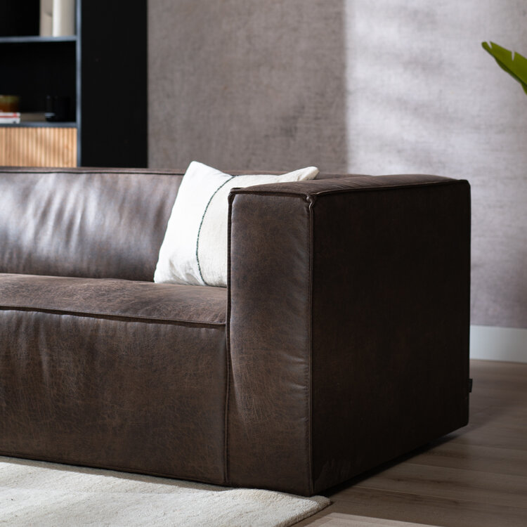 Industriële bank 3-zits Memphis eco-leer bruin