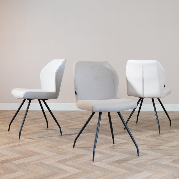 Scandinavische eetkamerstoel Fenris gerecyclede stof off white