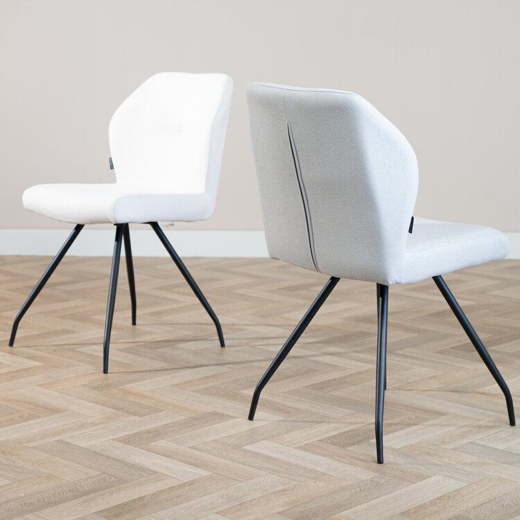 Scandinavische eetkamerstoel Fenris gerecyclede stof grijs