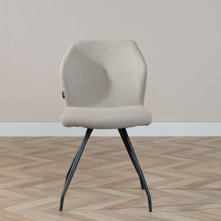 Scandinavische eetkamerstoel Fenris gerecyclede stof taupe