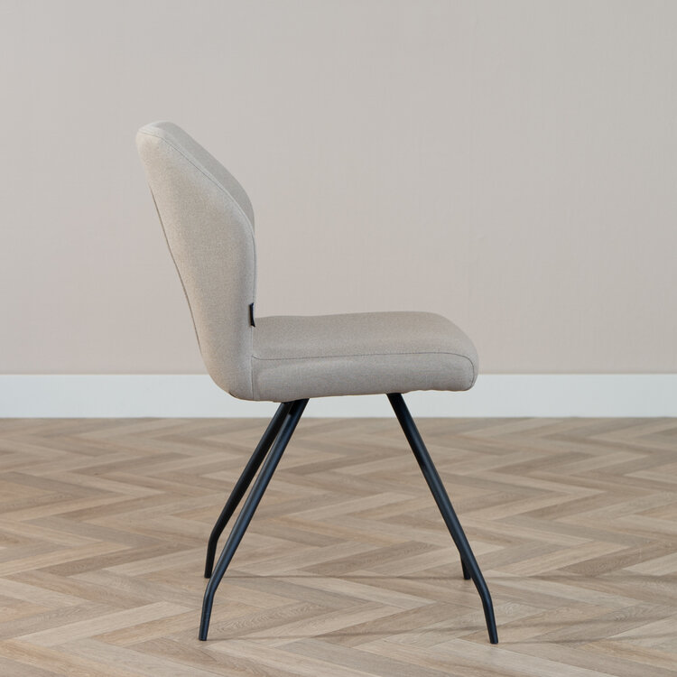 Scandinavische eetkamerstoel Fenris gerecyclede stof taupe